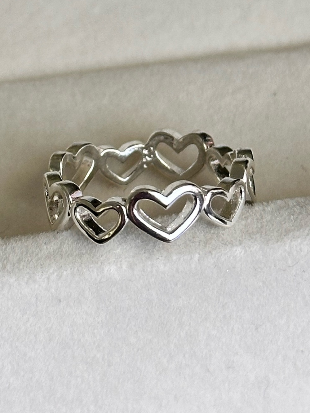 925 Sterling Silver Heart Link Ring